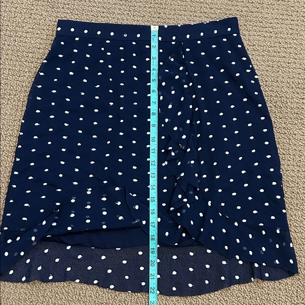Anthropologie Hutch Ruffled Clip Dot Mini Skirt size 12 Navy Blue White